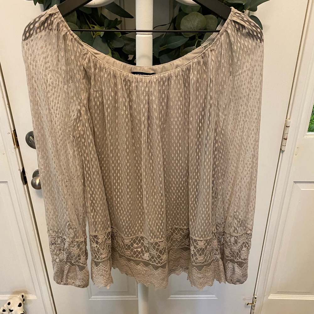 Max Edition Lace Overlay Top LS M